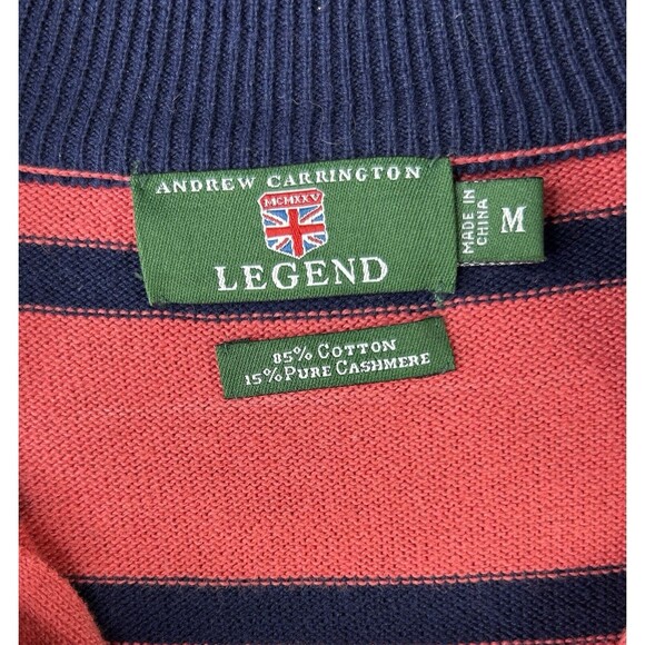 Andrew Carrington Legend Sweater Men's Sz M Mock Neck 1/4 Zip Cashmere Blend - Picture 8 of 8